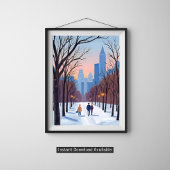 Boston Common Winter-Wasserfarbenmalerei Poster