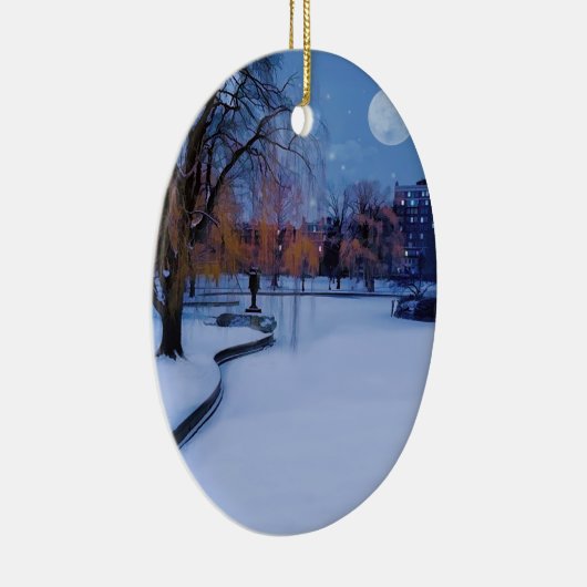 Boston Commons Frozen Pond Winter Abend Keramikornament (Rechts)