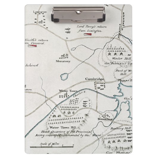 BOSTON-CONCORD KARTE, 1775 KLEMMBRETT (Vorderseite)