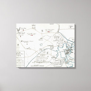 BOSTON-CONCORD KARTE, 1775 LEINWANDDRUCK