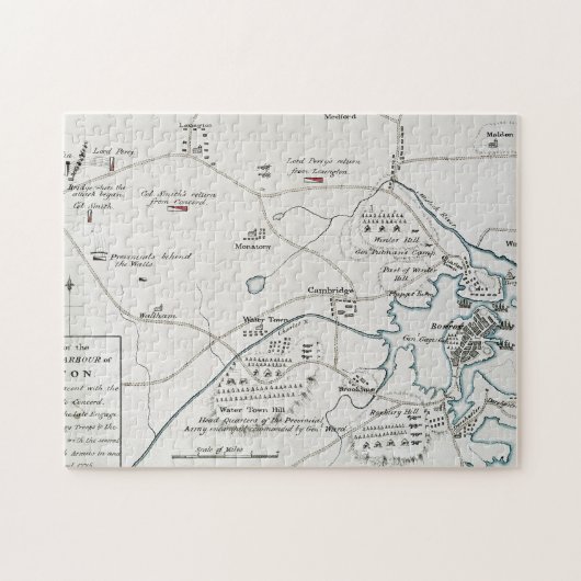 BOSTON-CONCORD KARTE, 1775 PUZZLE (Horizontal)