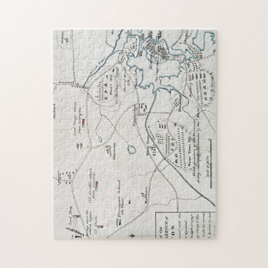 BOSTON-CONCORD KARTE, 1775 PUZZLE (Vertikal)