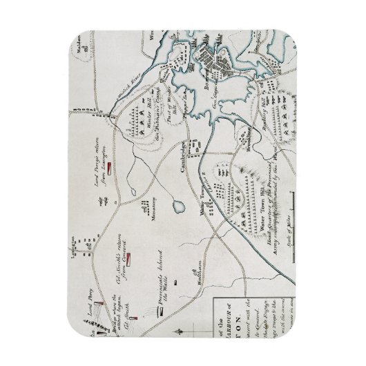 BOSTON-CONCORD MAP, 1775 MAGNET (Vertikal)