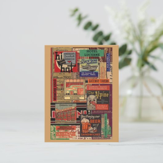 Boston Cover Collage Postkarte (Stehend Vorderseite)