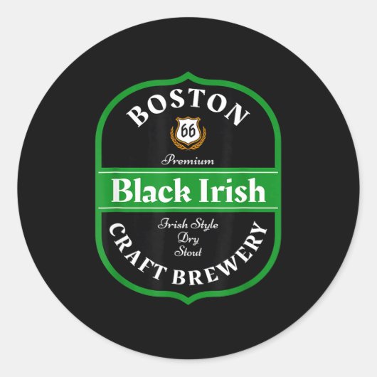 Boston Craft Brewery Boston Black Irish Stout Nove Runder Aufkleber (Vorderseite)