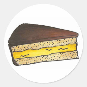 Boston Cream Pie Slice Baking Chocolate Dessert Runder Aufkleber