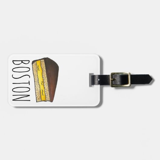 Boston Cream Pie Slice Massachusetts Feinschmecker Gepäckanhänger (Vorderseite horizontal)