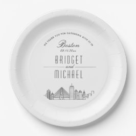 Boston Deko Skyline | Hochzeitsveranstaltung Pappteller