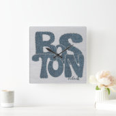 Boston Denim Letter Quadratische Wanduhr (Zuhause)