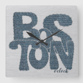 Boston Denim Letter Quadratische Wanduhr