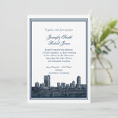 Boston Destination Navy Hochzeitseinladung Einladung (Stehend Vorderseite)
