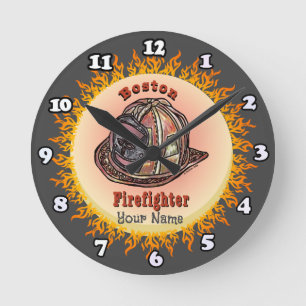 Boston-Feuerwehrmann-Uhr Runde Wanduhr