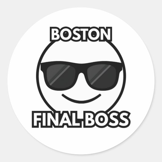 Boston Final Boss Cool Face Emoji Sticker (Vorderseite)