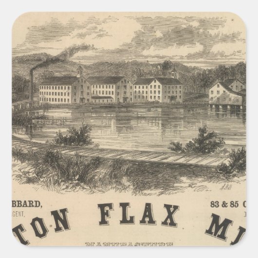 Boston Flax Mills Quadratischer Aufkleber (Vorderseite)
