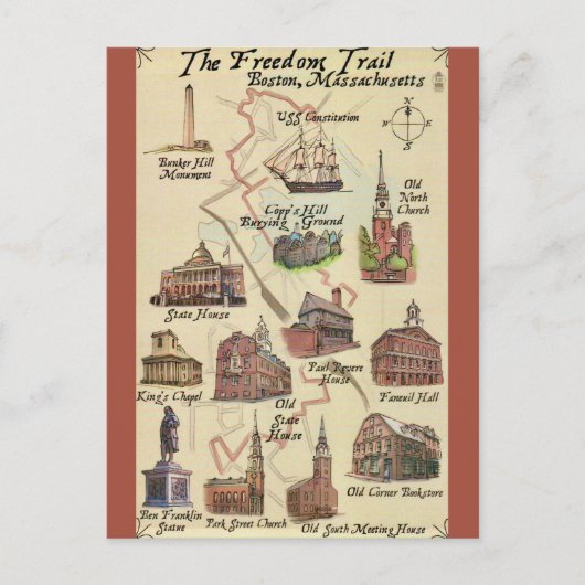 Boston Freedom Trail Postcard Postkarte (Vorderseite)
