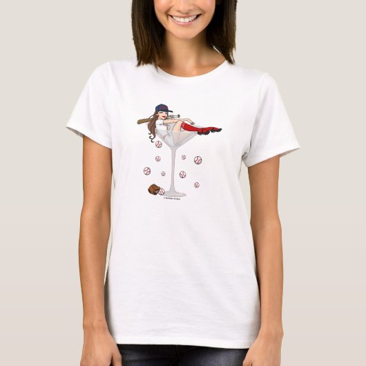 Boston Girl Baseball Martini T-Shirt (Vorderseite)