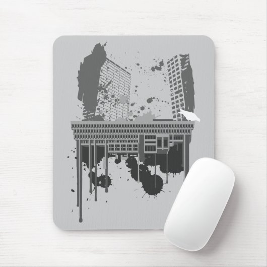 Boston grob (graue Version) Mousepad (Mit Mouse)