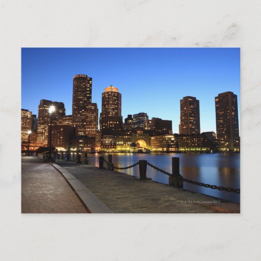 Boston Hafen und Skyline. Boston ist einer der 6 Postkarte (Vorderseite)