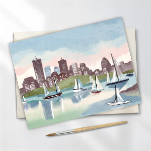 Boston Harbor Boston Massachusetts Aquarell Karte