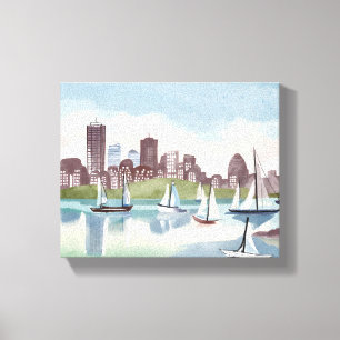 Boston Harbor   Boston Massachusetts Aquarell Leinwanddruck