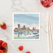 Boston Harbor | Boston Massachusetts Aquarell Serviette (Beispiel)