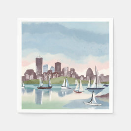 Boston Harbor | Boston Massachusetts Aquarell Serviette