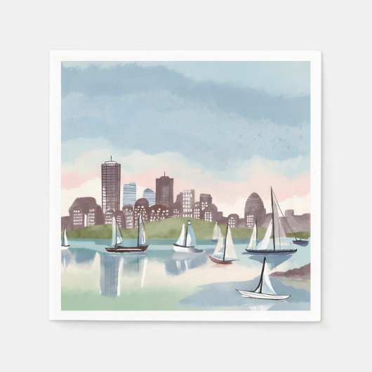 Boston Harbor | Boston Massachusetts Aquarell Serviette (Vorderseite)