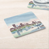 Boston Harbor | Boston Massachusetts Watercolor Rechteckiger Pappuntersetzer (angewinkelt)