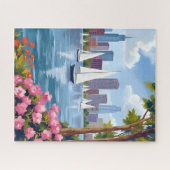Boston Harbor Frühling | Boot Bucht Stadt Skyline Puzzle (Horizontal)