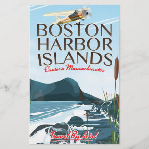 Boston Harbor Massachusetts Flugposter Briefpapier