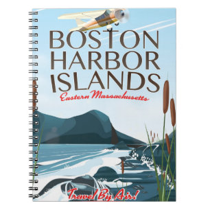 Boston Harbor Massachusetts Flugposter Notizblock