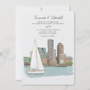 Boston Harbor Skyline Zielhochzeit Einladung