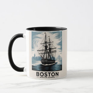 Boston Harbor USS Constitution Vintage-Hohes Schif Tasse