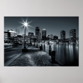 Boston Harbour B&W Night Poster (Vorne)