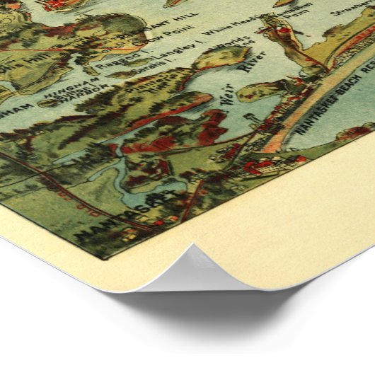 Boston Harbour Birdseye Poster (Ecke)