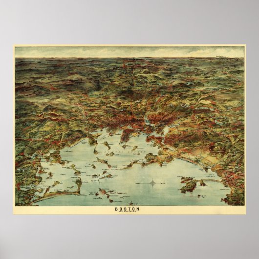 Boston Harbour Birdseye Poster (Vorne)