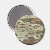 Boston Harbour Birdseye View Map Magnet (Vorderseite/Rückseite)