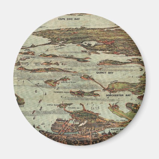 Boston Harbour Birdseye View Map Magnet (Vorne)