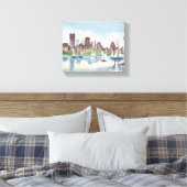 Boston Harbour | Boston Massachusetts Watercolor Leinwanddruck (Insitu (Schlafzimmer))