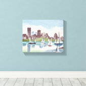 Boston Harbour | Boston Massachusetts Watercolor Leinwanddruck (Insitu (Holzboden))