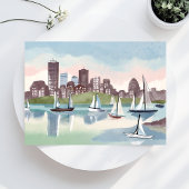 Boston Harbour | Boston Massachusetts Watercolor Postkarte