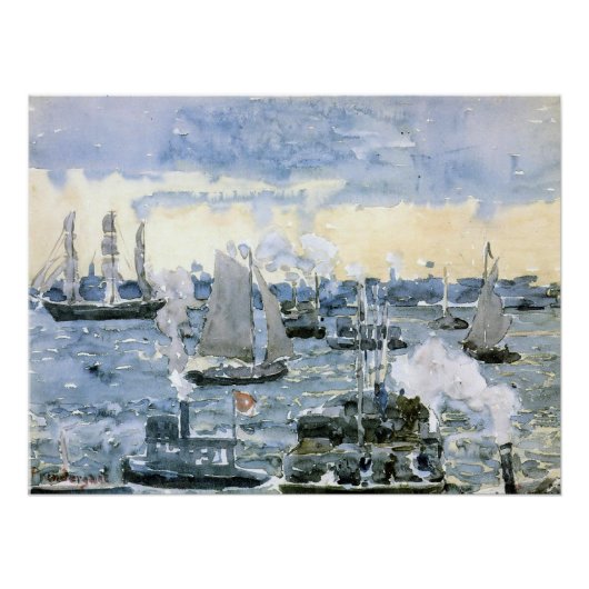 Boston Harbour, Fine Art Malerei, Poster (Vorderseite)