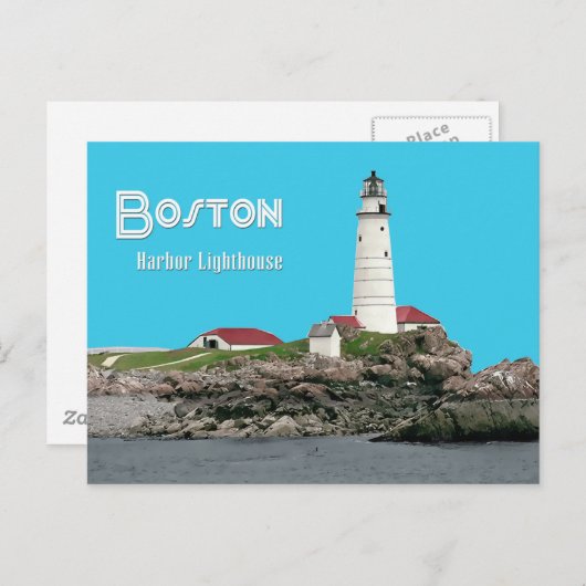 Boston Harbour Lighthouse Postkarte (Vorne/Hinten)