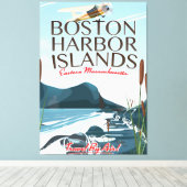 Boston Harbour Massachusetts Flight Poster Leinwanddruck (Insitu (Holzboden))