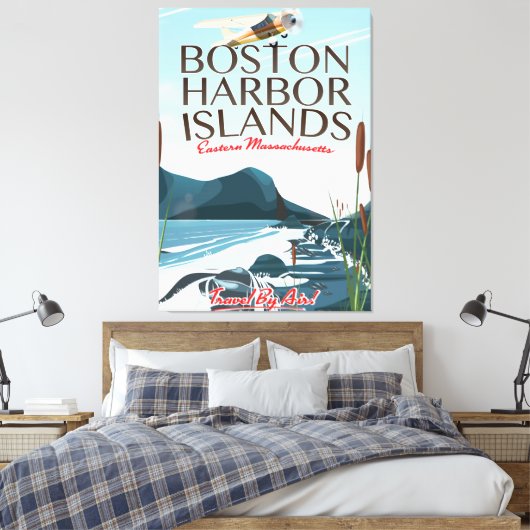 Boston Harbour Massachusetts Flight Poster Leinwanddruck (Insitu (Schlafzimmer))