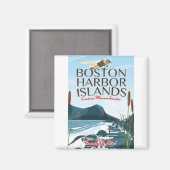 Boston Harbour Massachusetts Flight Poster Magnet (Vorderseite/Rückseite)