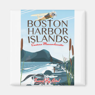 Boston Harbour Massachusetts Flight Poster Magnet
