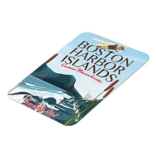 Boston Harbour Massachusetts Flight Poster Magnet