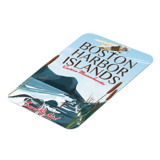 Boston Harbour Massachusetts Flight Poster Magnet (Linke Seite)