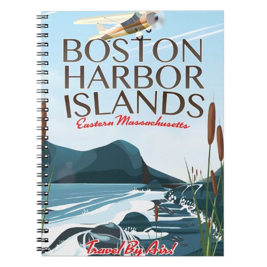 Boston Harbour Massachusetts Flight Poster Notizblock (Vorderseite)